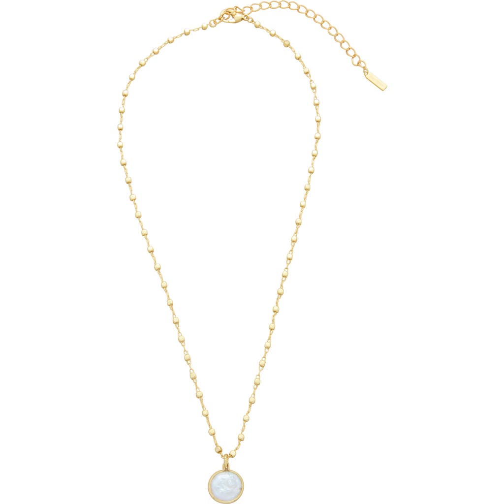 St. Moran 18k Gold Plated Freshwater Pearl Pendant Necklace In White/ Gold