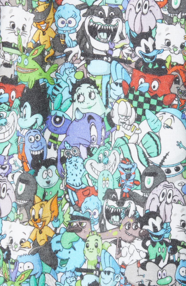 VETEMENTS Cartoon Mania Flannel Short Sleeve Unisex Button-Up Shirt, Alternate, color, 