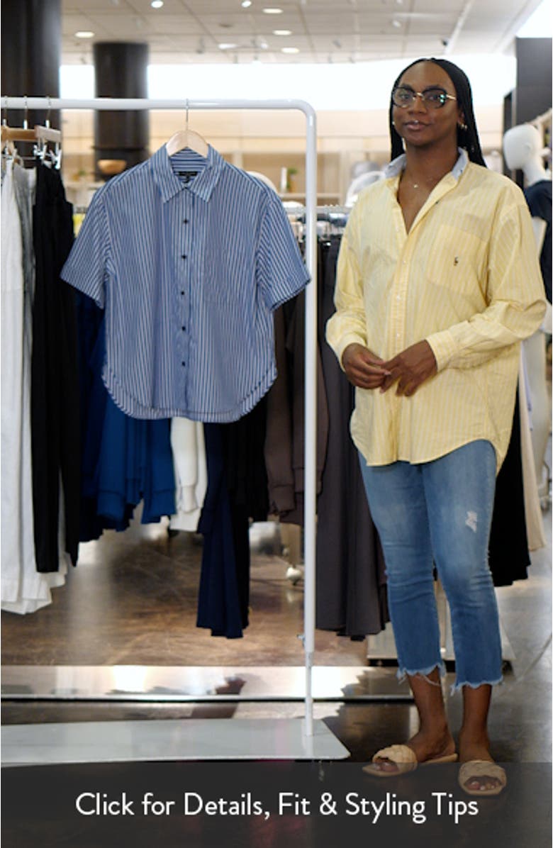 Connie Stripe Short Sleeve Poplin Button-Up Shirt, sales video thumbnail