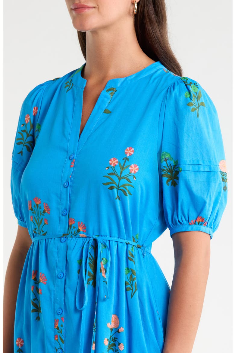 Lizeth Placed Floral Cotton Shirdress, Alternate, color, BLUE-MULTI