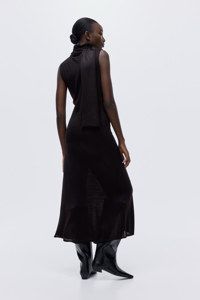 Scarf-collar Dress, Alternate, color, Black