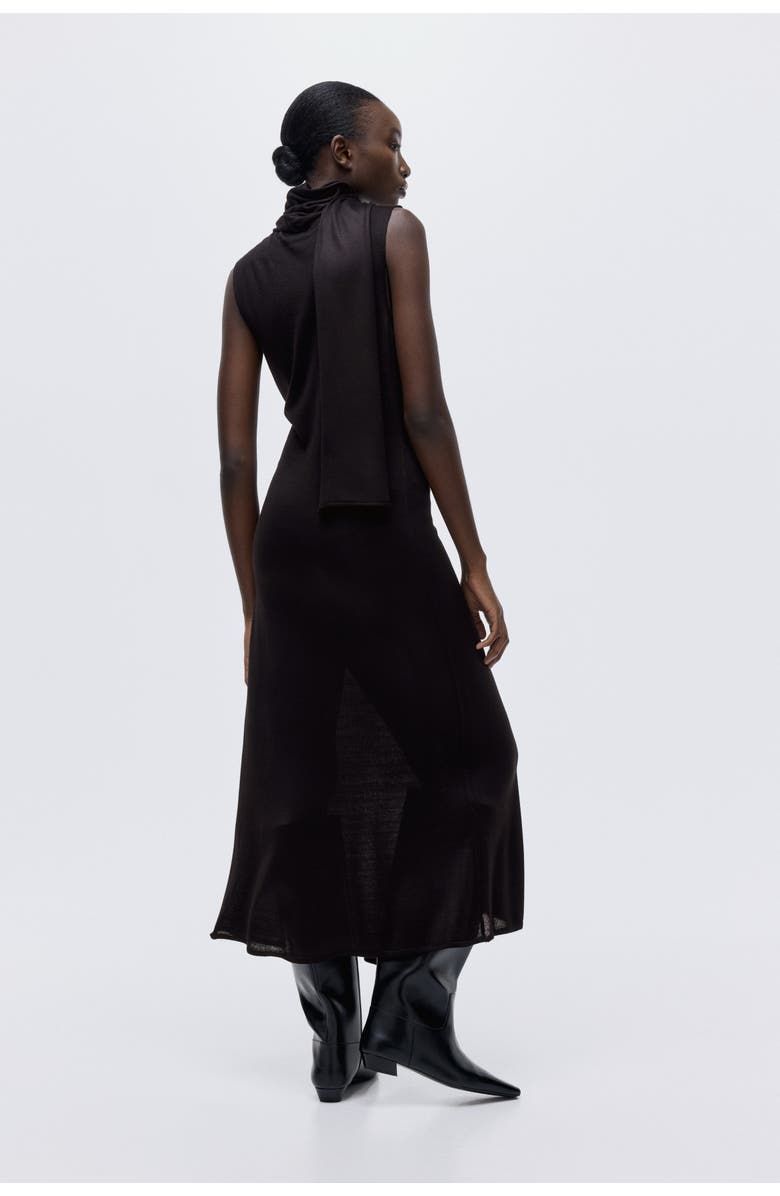 H&M Scarf-collar Dress, Alternate, color, Black