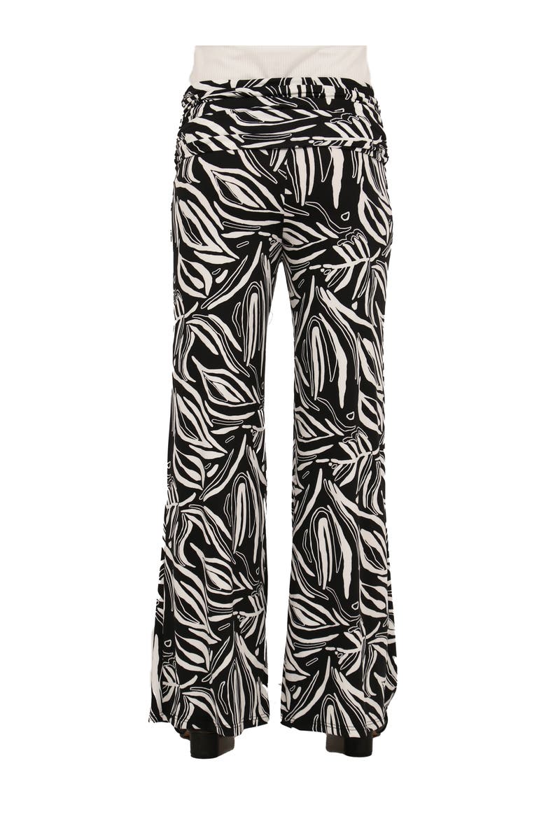 Womens Essential Abstract Print Foldover Waist Wide Leg Pants, Alternate, color, Black Multi