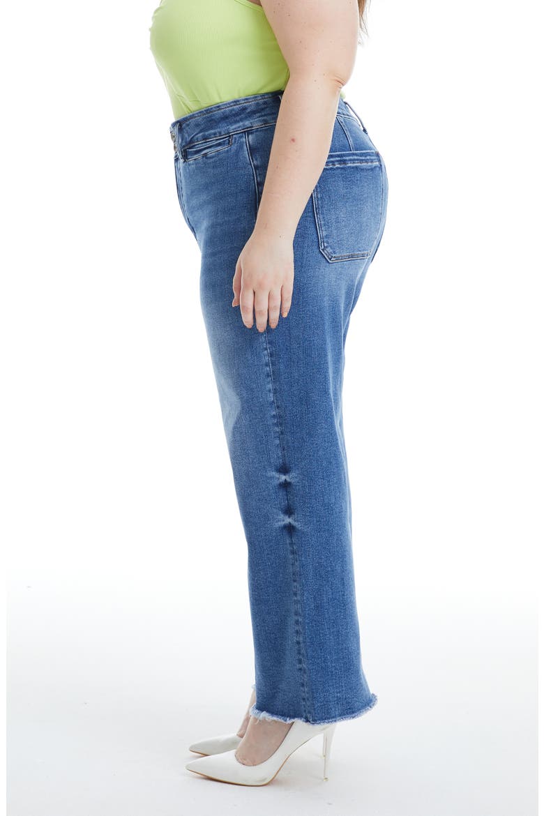 High Waist Raw Hem Wide Leg Jeans, Alternate, color, MEDIUM BLUE