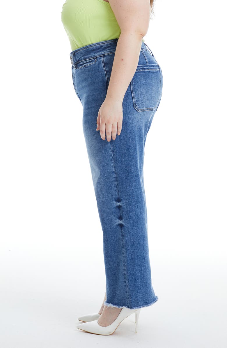 Bayeas High Waist Raw Hem Wide Leg Jeans, Alternate, color, Medium Blue