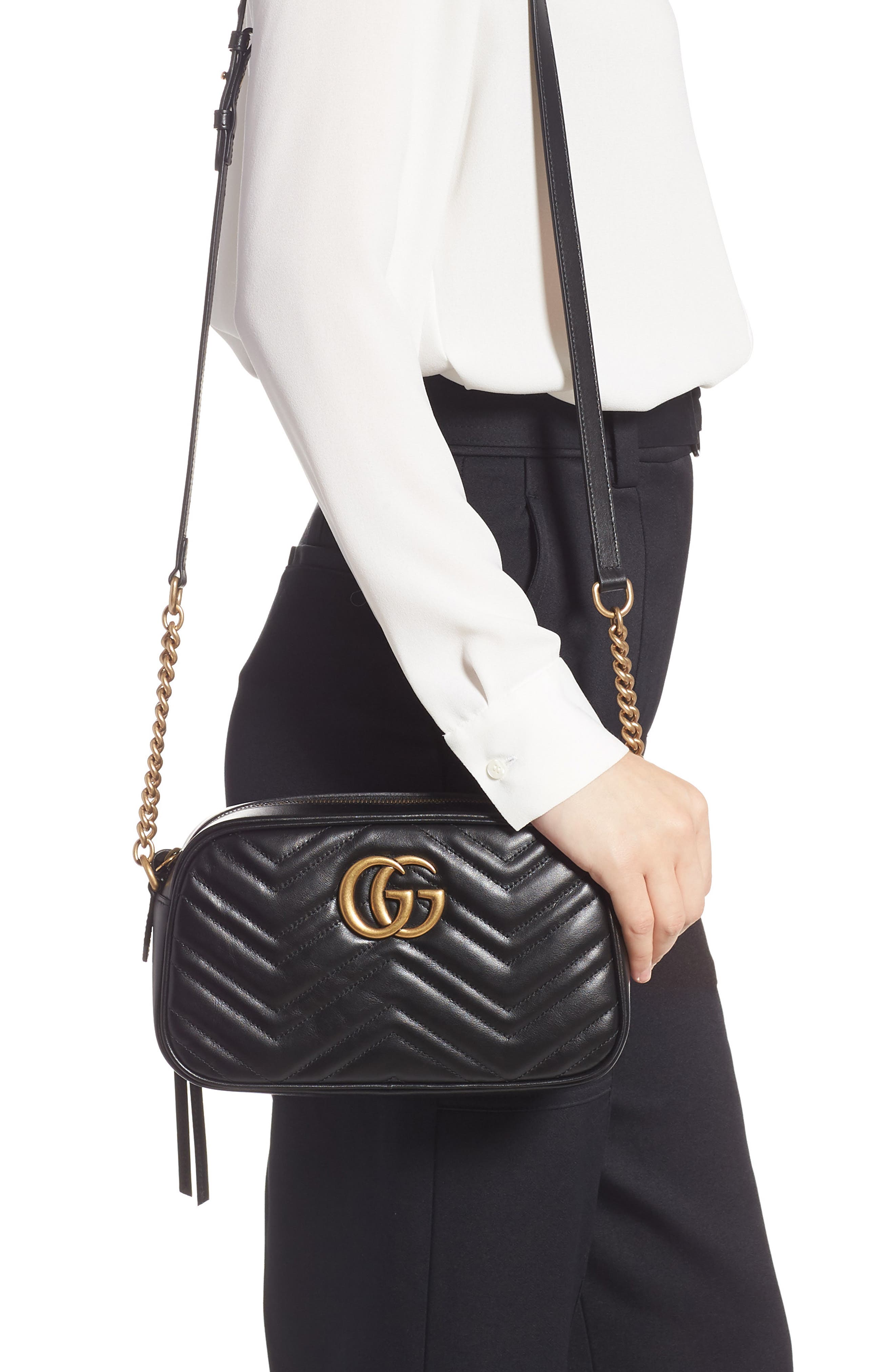 Gucci Small GG 2.0 Matelassé Leather Camera Bag, Alternate, color, 