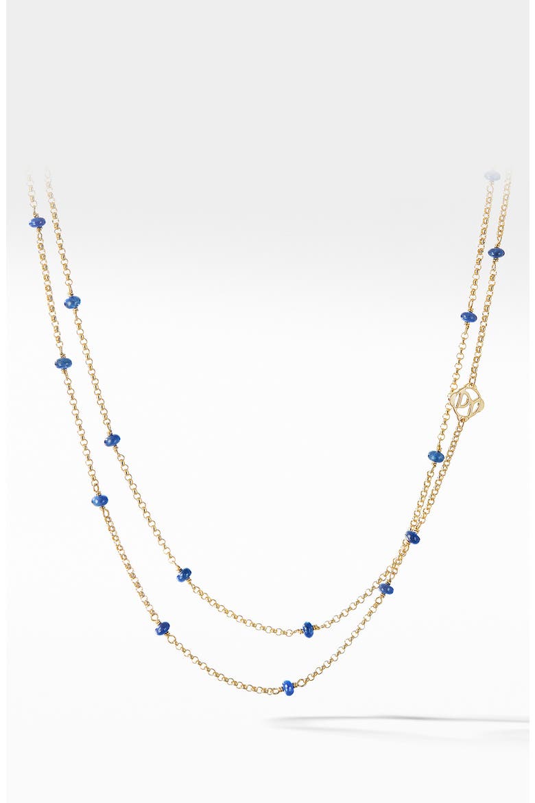 Cable Collectibles® Bead and Chain Necklace in 18K Yellow Gold with Blue Sapphires, Main, color, YELLOW GOLD/ BLUE SAPPHIRE