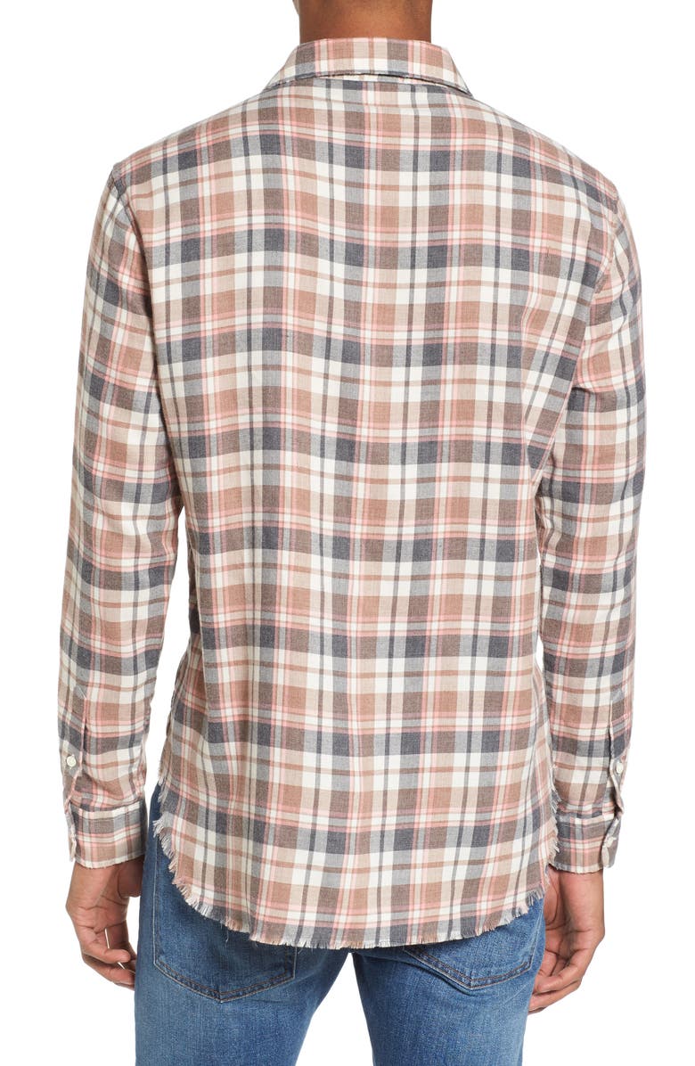 FRAME Denim Regular Fit Fray Hem Flannel Sport Shirt, Alternate, color, 