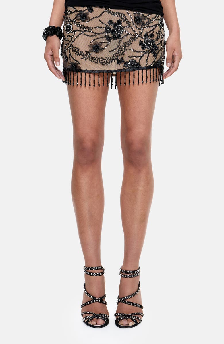 JADED LONDON Beaded Miniskirt, Main, color, Beige