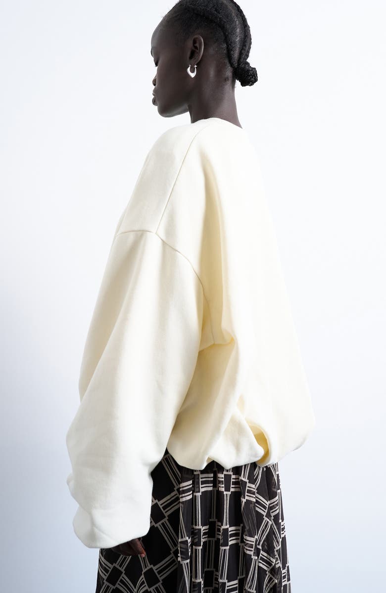 Topshop Oversize Balloon Hem Sweatshirt, Alternate, color, Cream