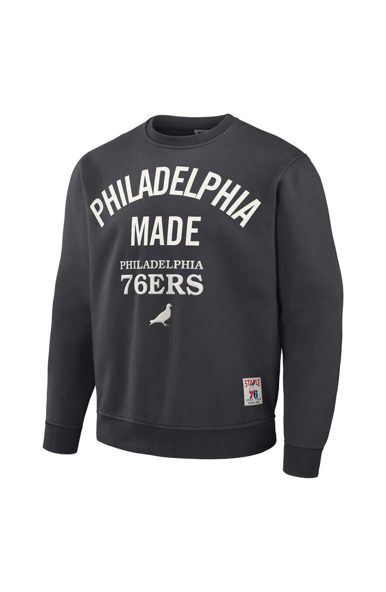 STAPLE Men's NBA x Staple Anthracite Philadelphia 76ers Plush Pullover Sweatshirt, Alternate, color, Anthracite