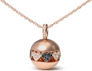 Haus of Brilliance 18K Gold 3/8 Cttw Diamond Ball with Filigree Heart & Cluster Pendant Necklace