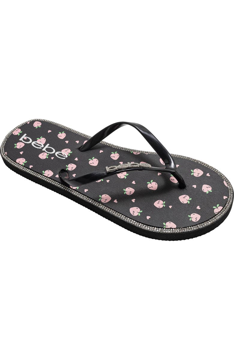 bebe Peach Flip Flop, Main, color, Black