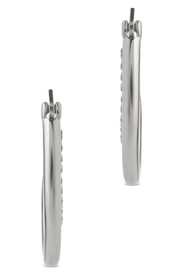 Ellen Pavé Cubic Zirconia Double Oval Hoop Earrings, Alternate, color, SILVER