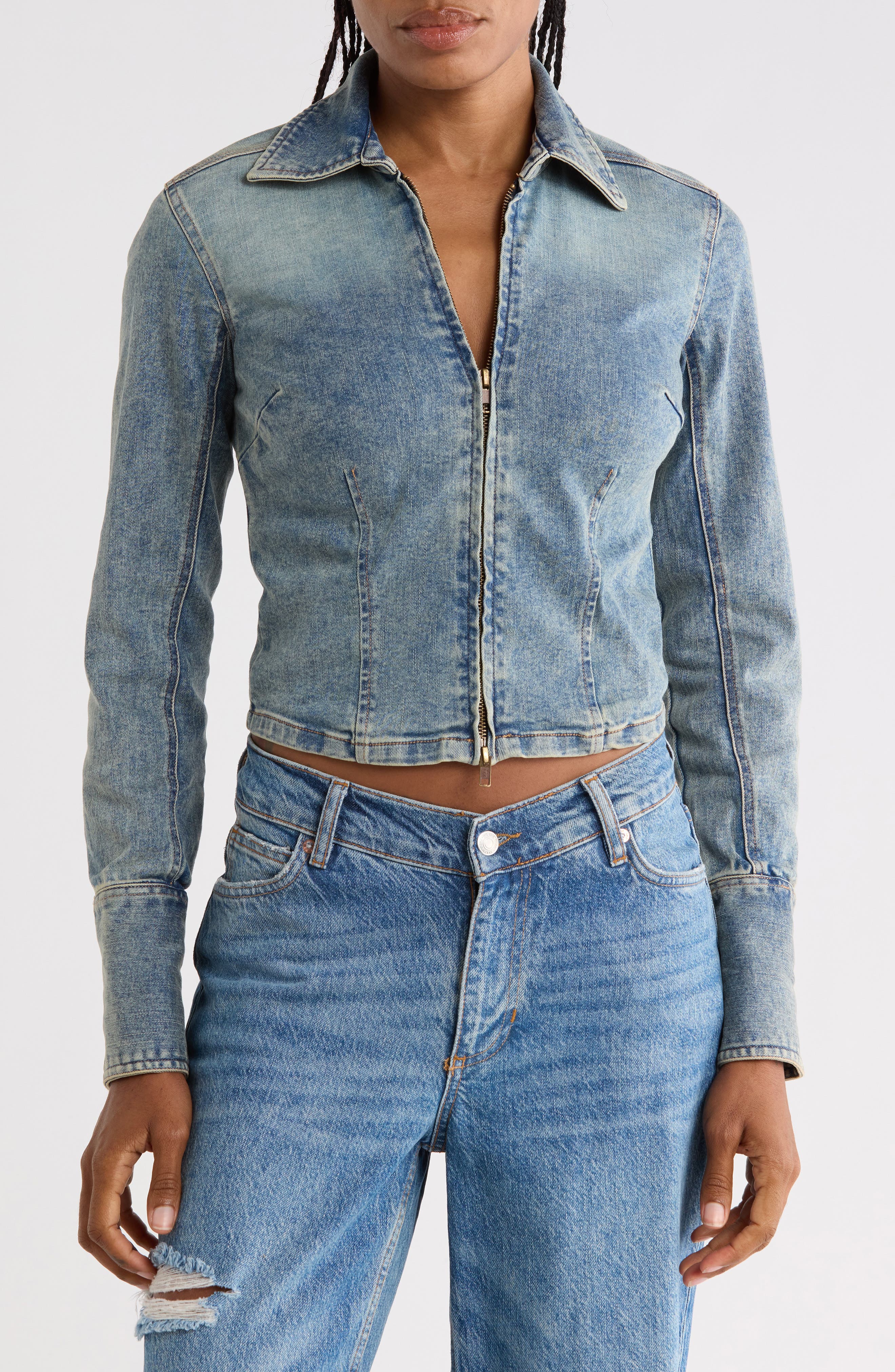 Sammy Zip Denim Top