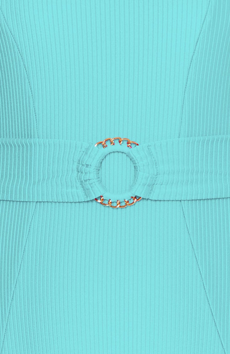 Becca Monte Carlo Belted Rib One-Piece Swimsuit, Alternate, color, Oasis