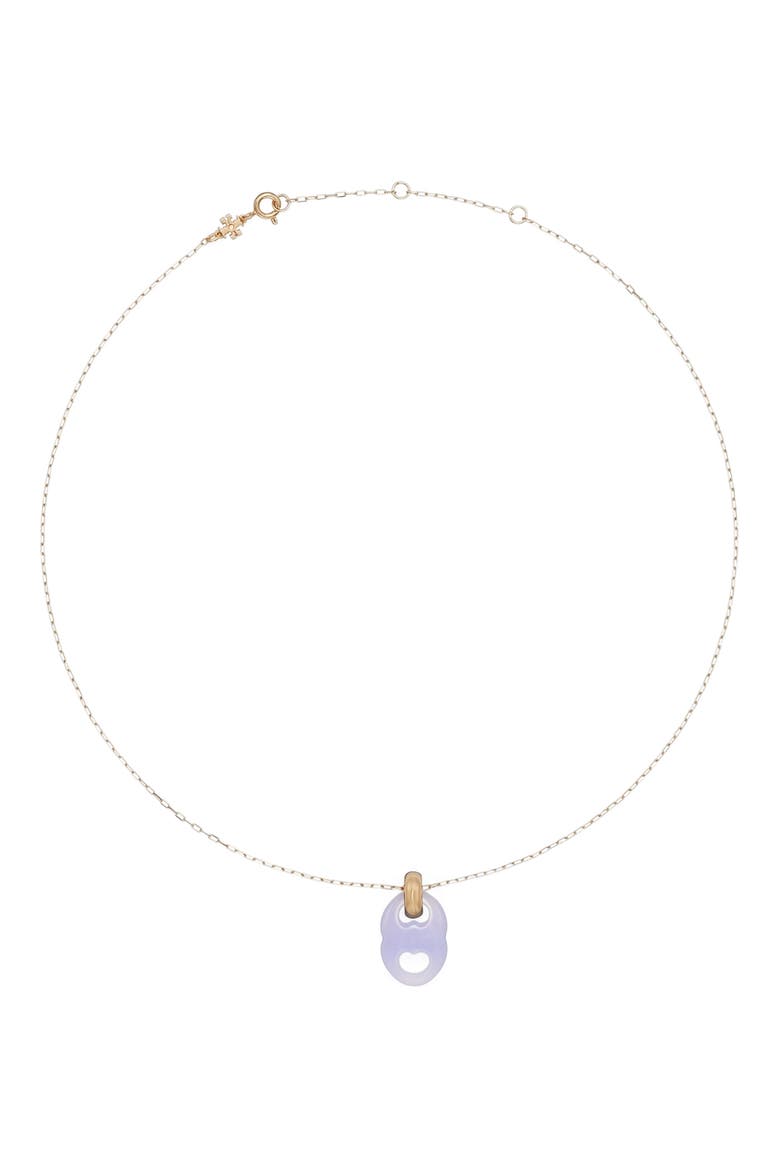 Gemini Link Pendant Necklace, Main, color, LIGHT BRASS / BLUE