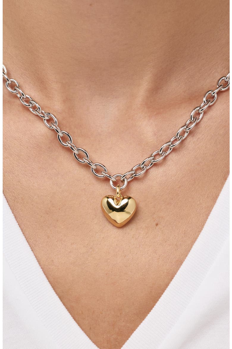 Heart Pendant Necklace, Alternate, color, GOLD / SILVER