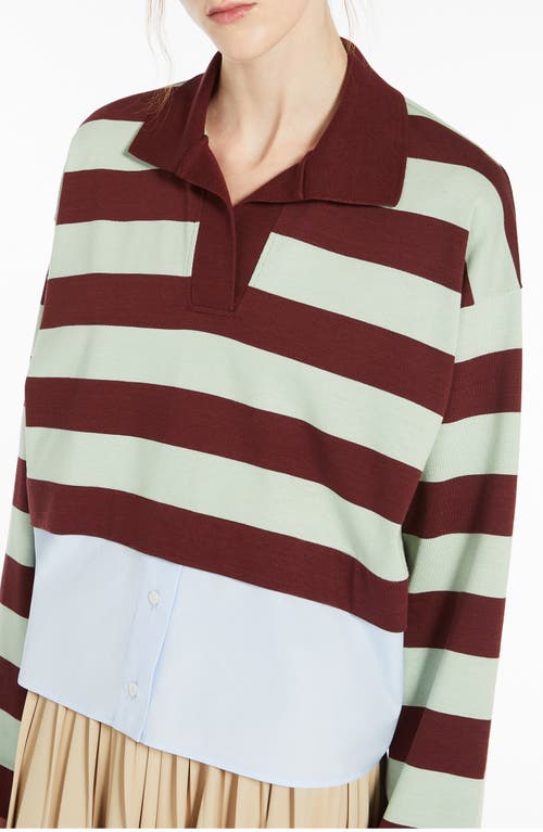 Shop Weekend Max Mara Halle Stripe Mixed Media Top In Sage Green