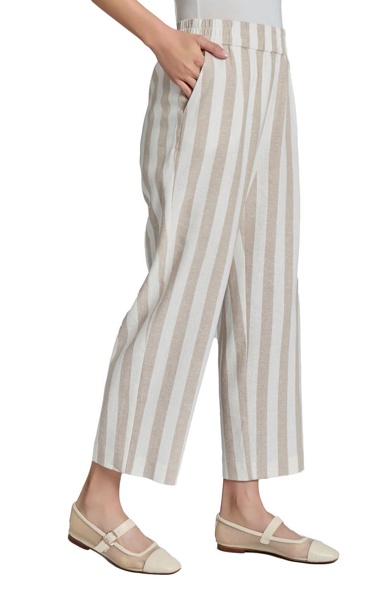 Jones New York Stripe Wide Leg Crop Linen Blend Pants, Alternate, color, 