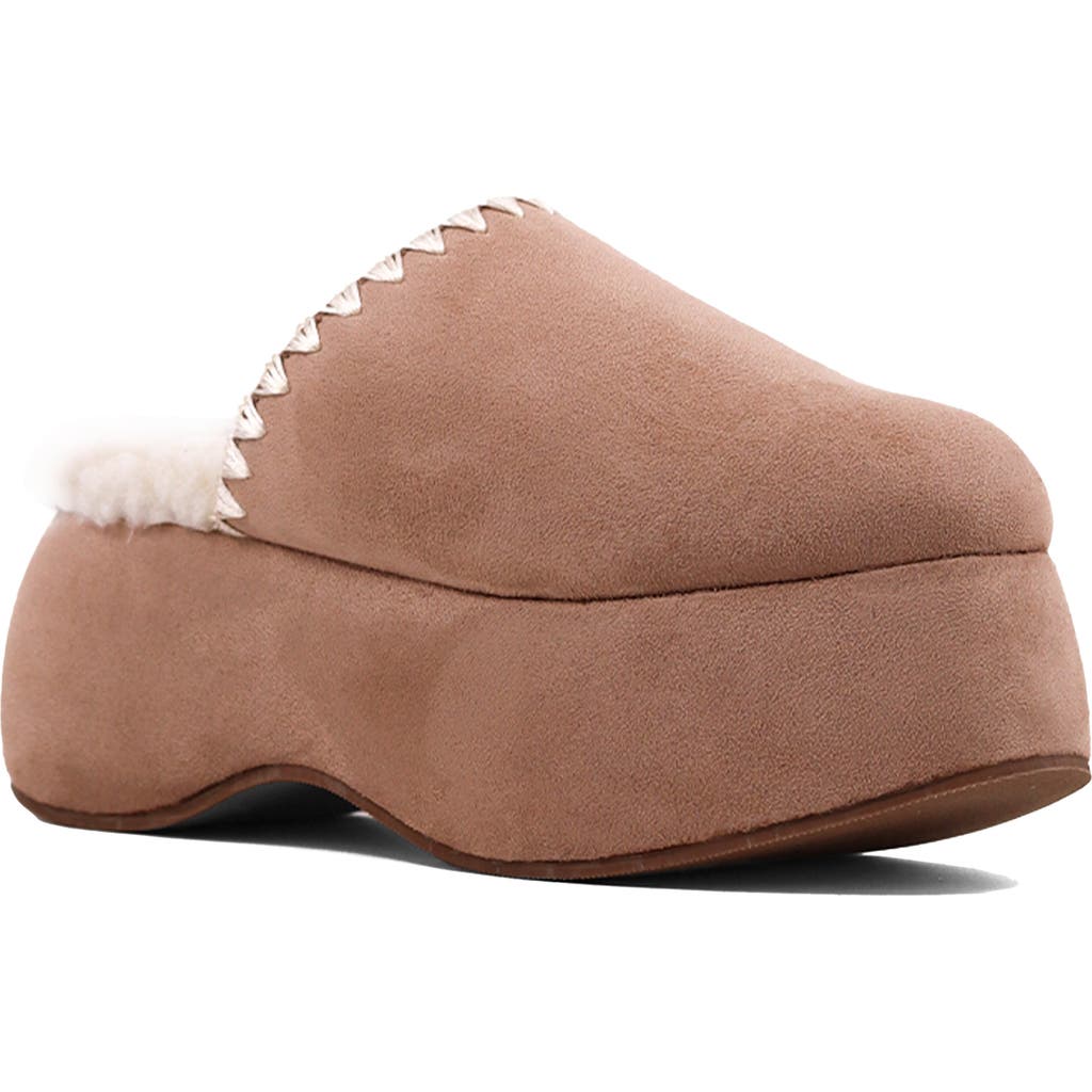 Shushop Larissa Whipstitch Platform Mule In Brown