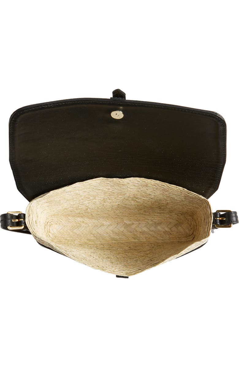 Altuzarra Watermill Flap Leather & Woven Palm Shoulder Bag, Alternate, color,