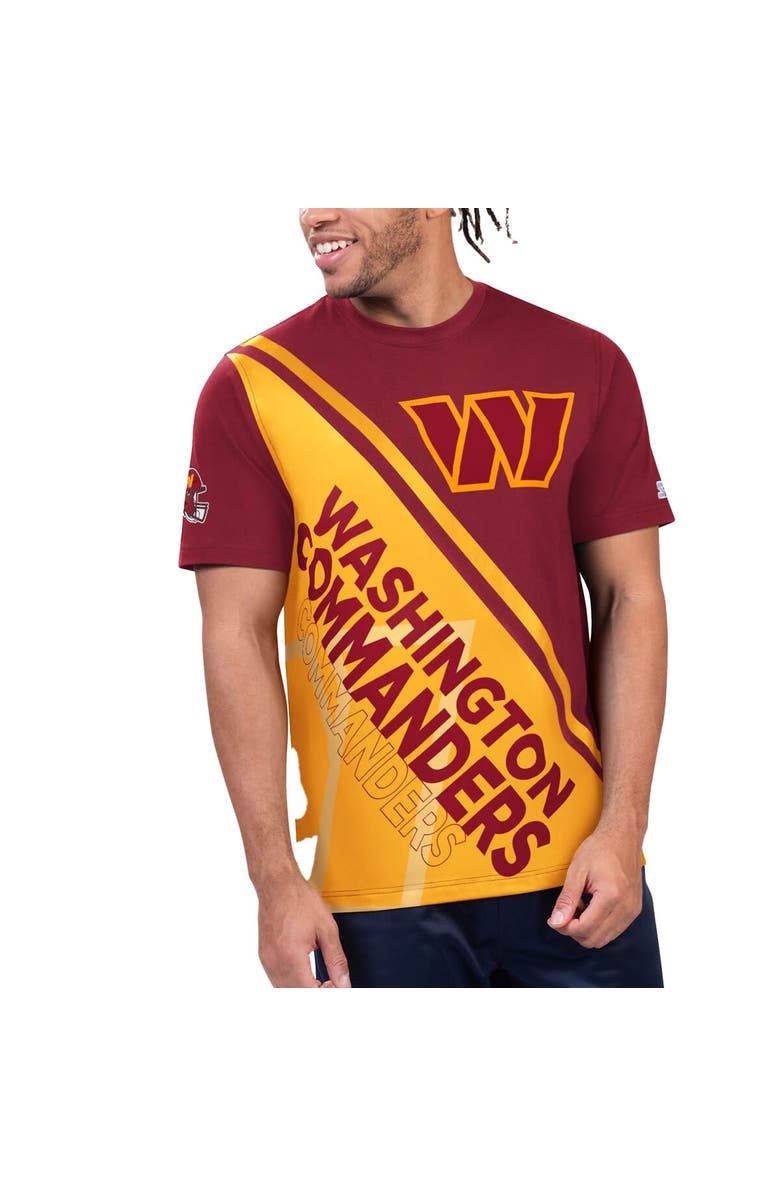 STARTER Men's Starter Burgundy/Gold Washington Commanders Finish Line Extreme Graphic T-Shirt, Main, color,