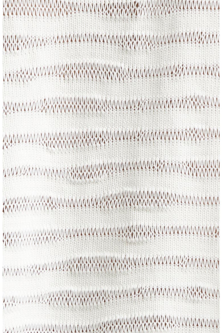 Open Knit Stripe Cotton Crewneck Sweater, Alternate, color, OFF WHITE