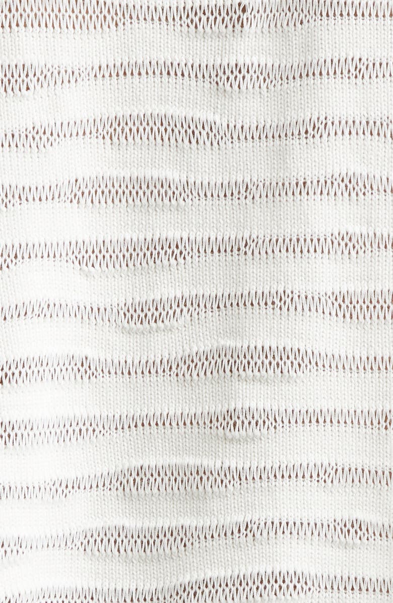 MM6 Maison Margiela Open Knit Stripe Cotton Crewneck Sweater, Alternate, color, Off White