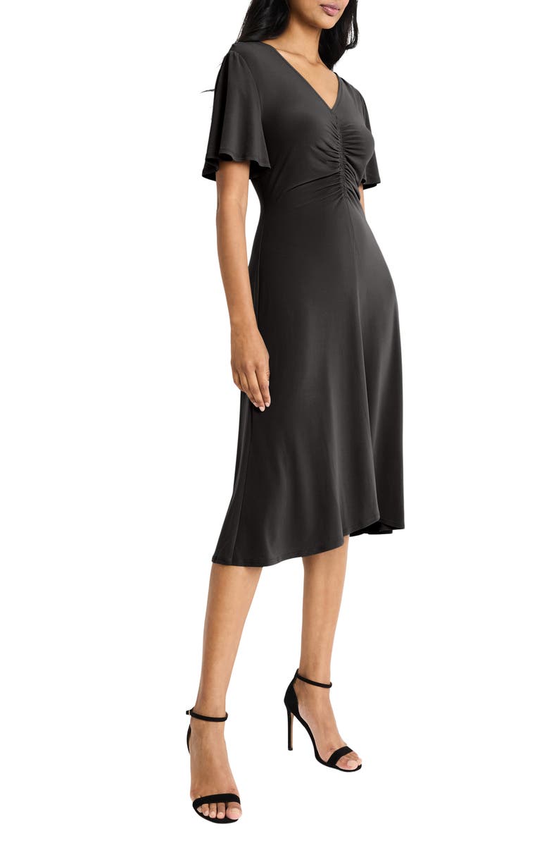 Maggy London Ruched Bodice Midi Dress, Alternate, color, 