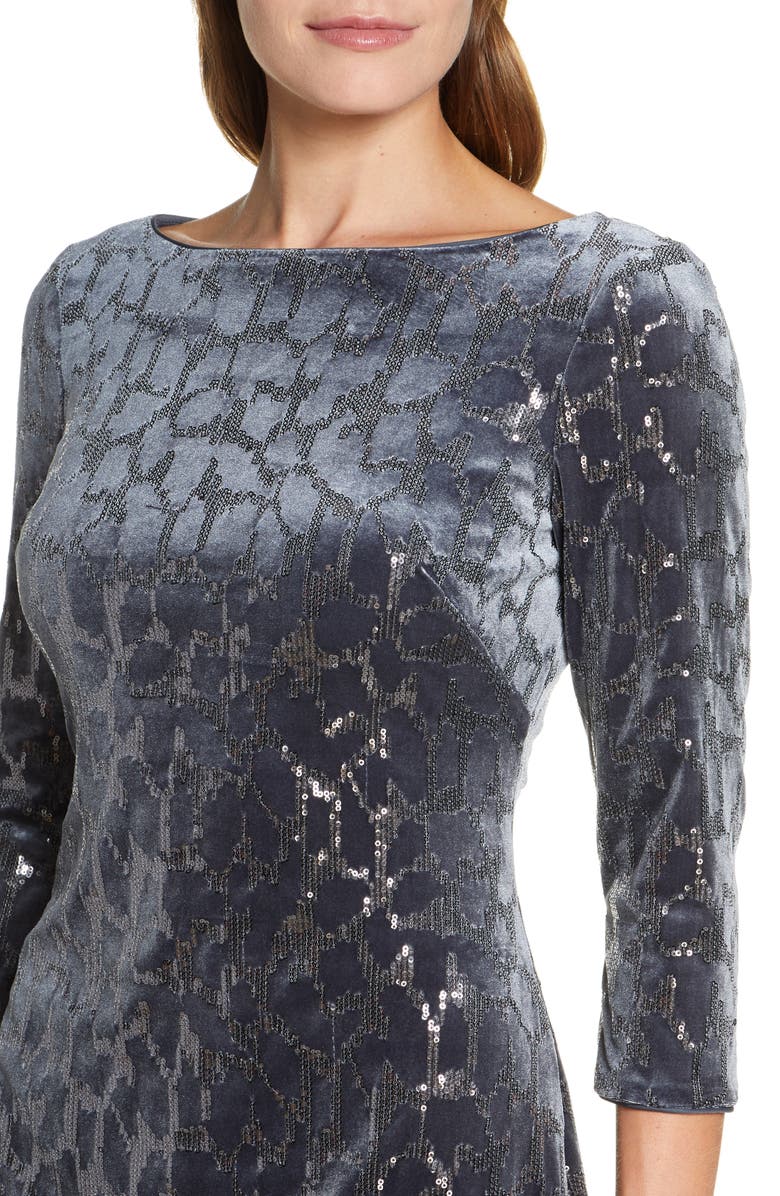 Eliza J Sequin Velvet Sheath Dress, Alternate, color, 