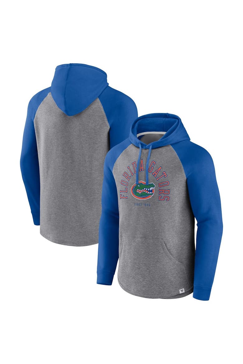 Men's Fanatics Branded Royal/Heather Gray Florida Gators Wrap Up Raglan Pullover Hoodie, Main, color, Royal