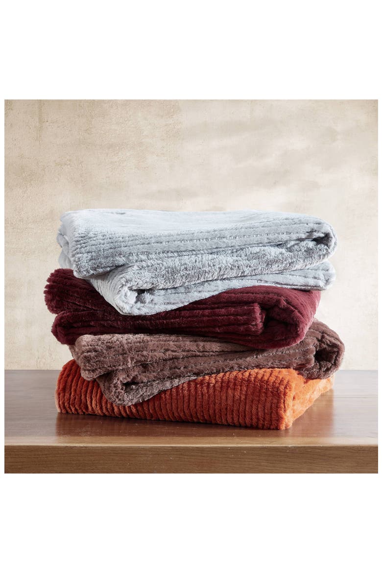 Rib Knit Throw Blanket, Alternate, color, DARK ORANGE