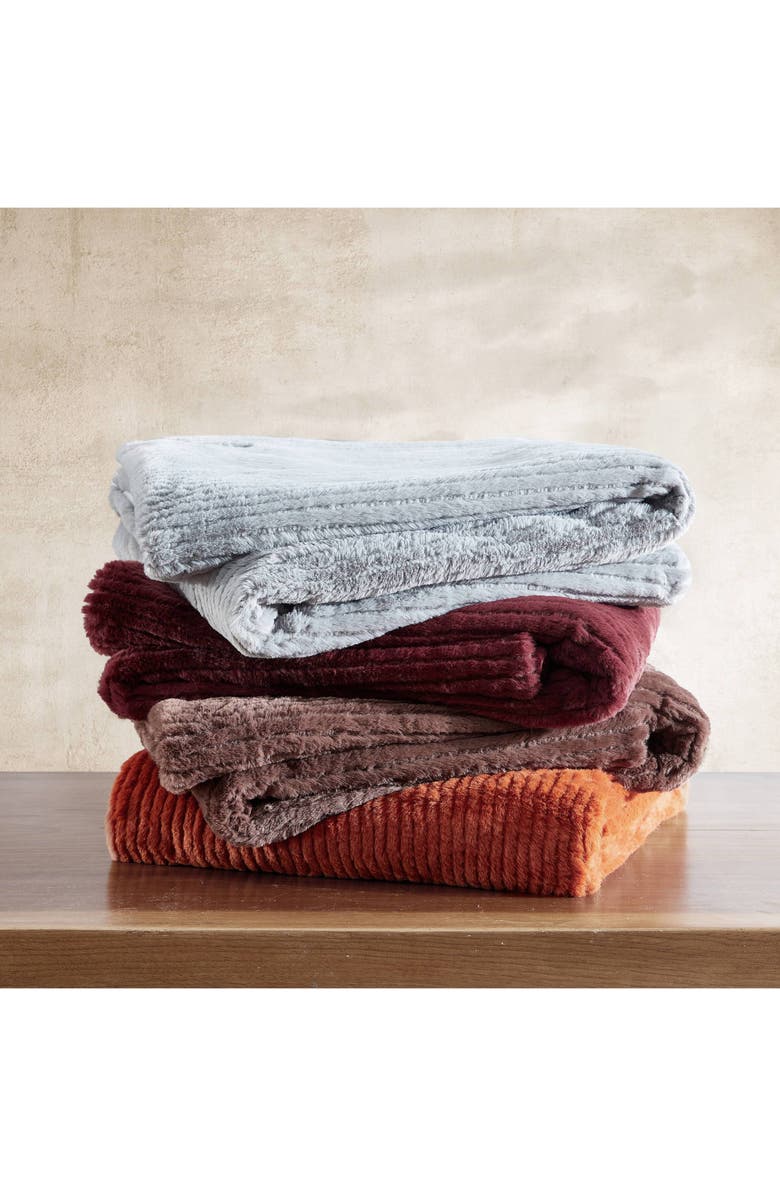 Eddie Bauer Rib Knit Throw Blanket, Alternate, color, Dark Orange