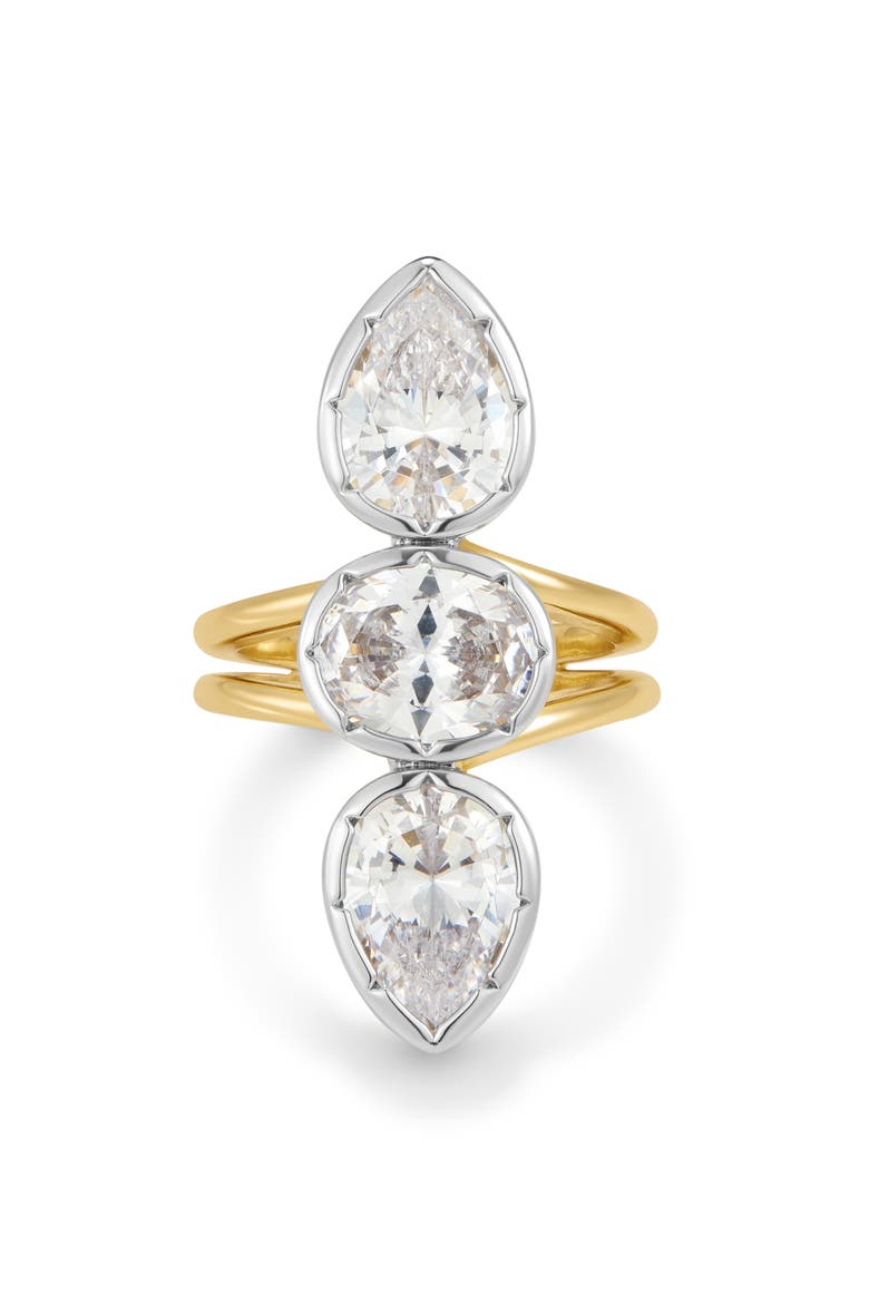 Le Marais Triple Statement Cubic Zirconia Ring, Main, color, GOLD