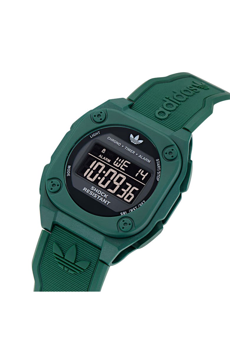 adidas City Tech 4 Silicone Strap Watch, 42mm, Alternate, color, Green