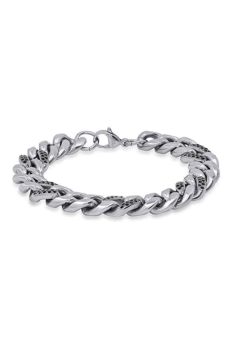 Men's Stainless Steel Curb Chain Bracelet, Main, color, METALLIC