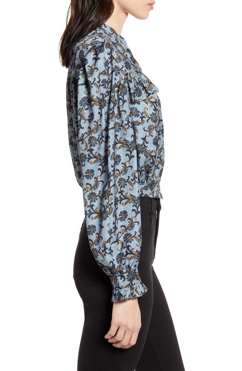 Topshop Paisley Frill Top, Alternate, color,