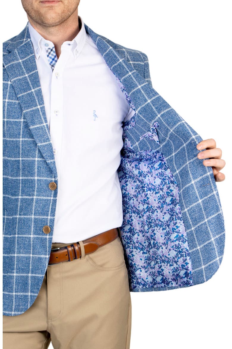 Blue Windowpane Notch Lapel Linen Blend Sport Coat, Alternate, color, PRUSSIAN BLUE