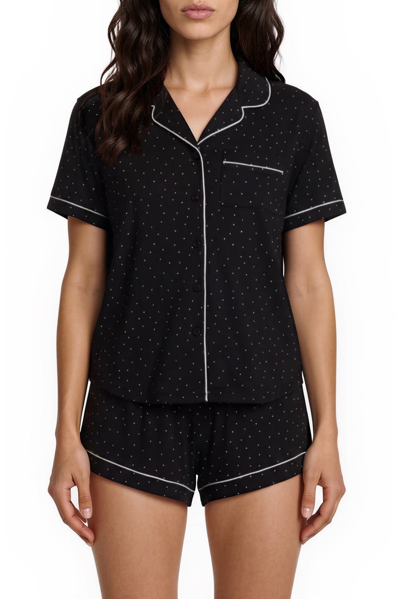 Gabriella Printed Short Pajamas, Main, color, BLACK