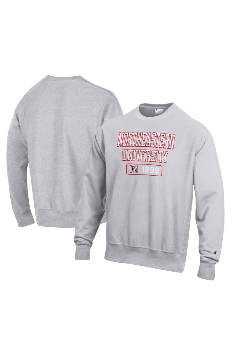 Champion Men's Champion Gray Northeastern Huskies Reverse Weave Crew Pullover Sweatshirt, Main, color, 