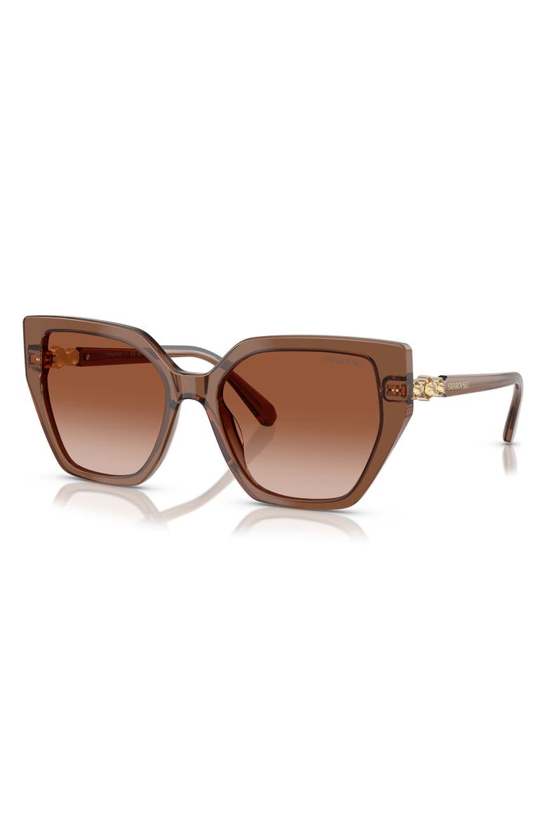 Swarovski Constella 56mm Polarized Irregular Sunglasses, Alternate, color, Brown Gradient