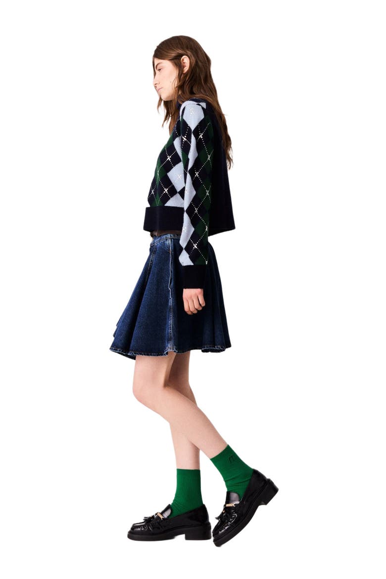 Argyle sweater with rhinestones, Alternate, color, Navy/green