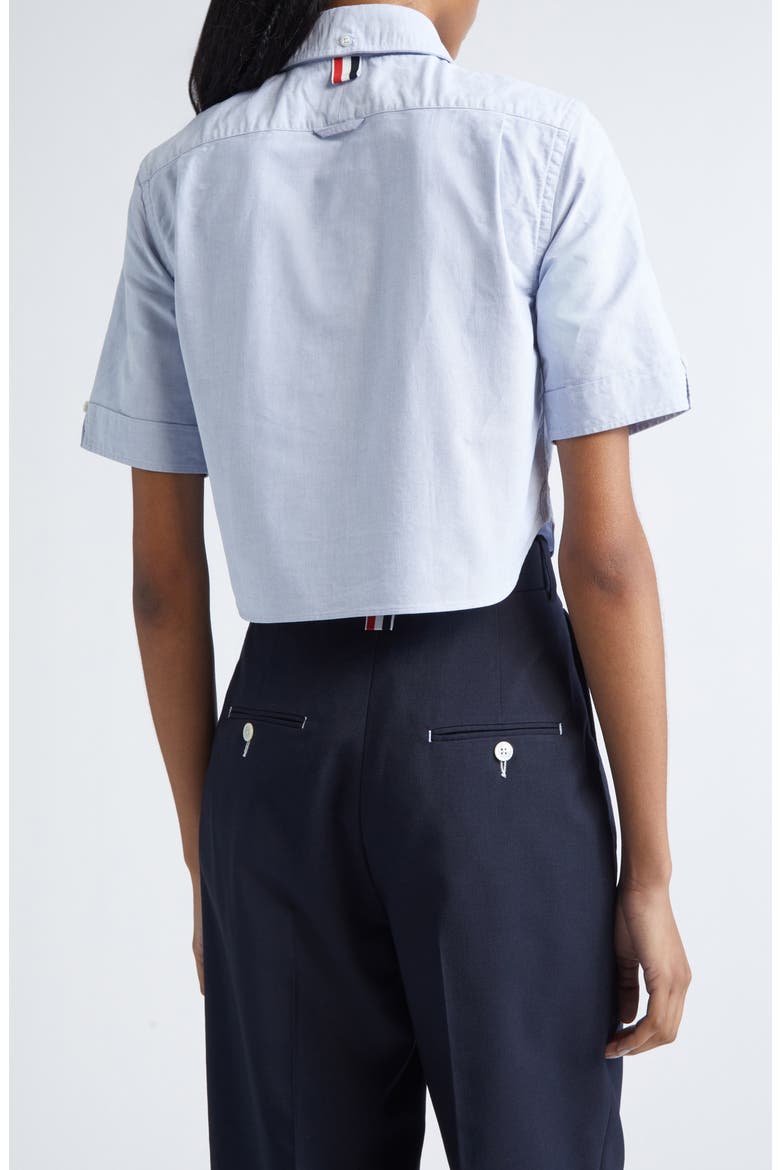Cotton Oxford Crop Button-Down Shirt, Alternate, color, LIGHT BLUE