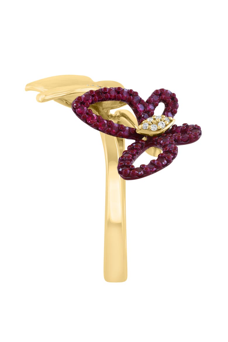 Two-Tone Diamond & Ruby Butterfly Ring, Alternate, color, RED