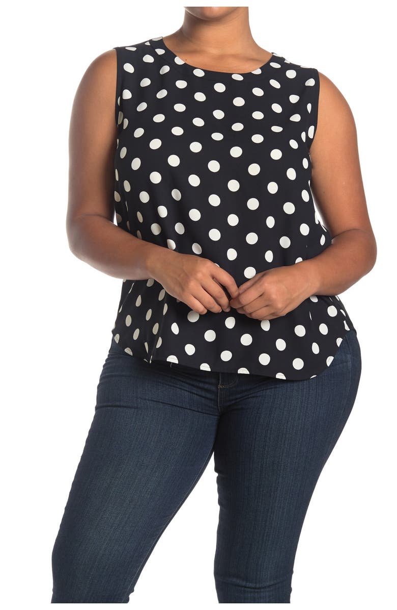 Anne Klein Dot U-Neck Shell, Main, color, 