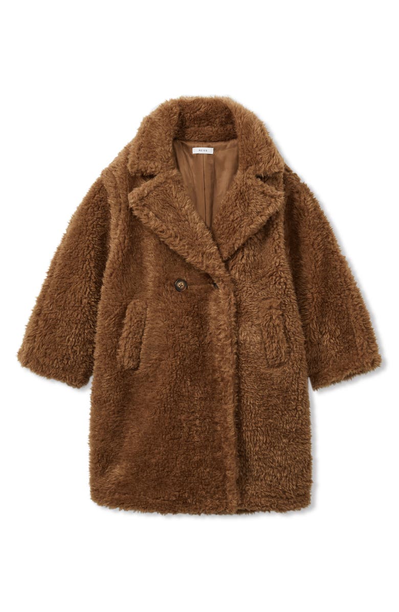 Reiss Kids' Darla Faux Fur Coat, Main, color, Brown