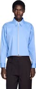 SANDRO Cropped logo zip cotton shirt