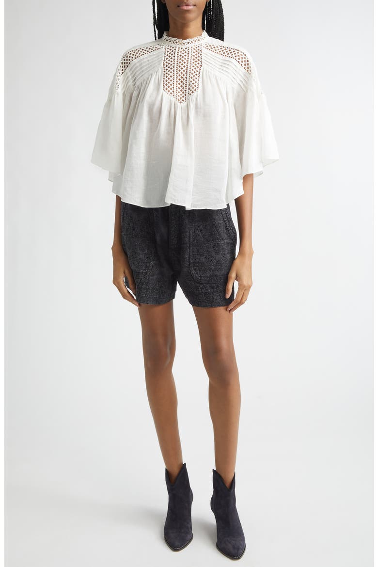 Parina Lace & Pintuck Top, Alternate, color, WHITE