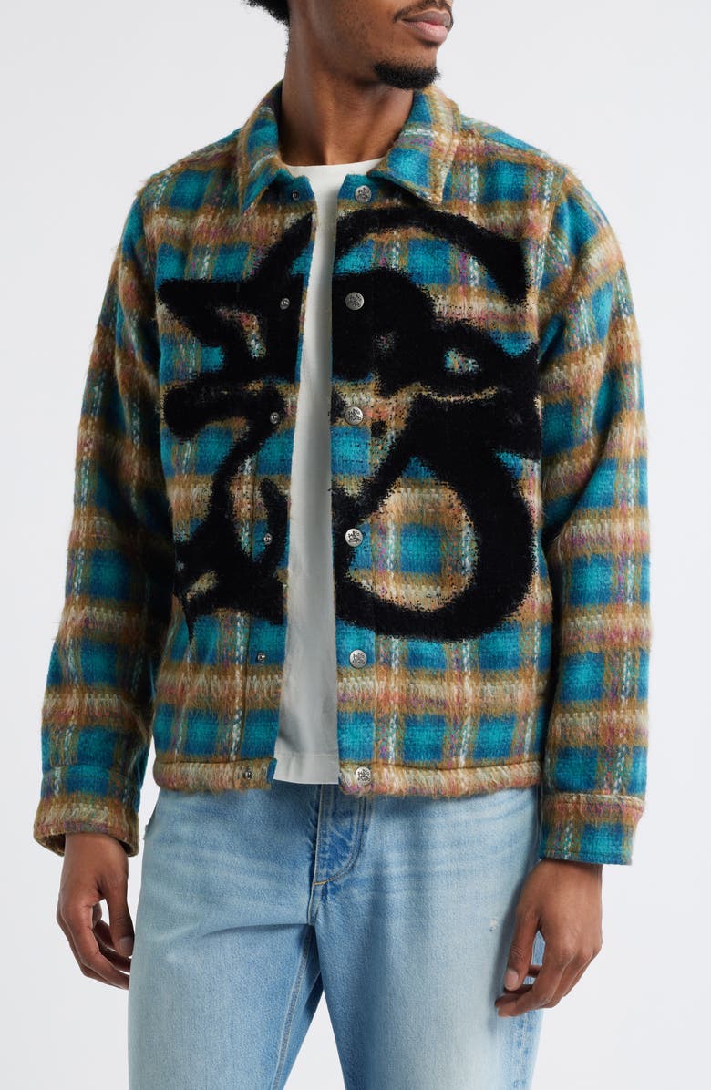 SANTO STUDIO Angel Plaid Flannel Snap-Up Shirt Jacket, Main, color, 